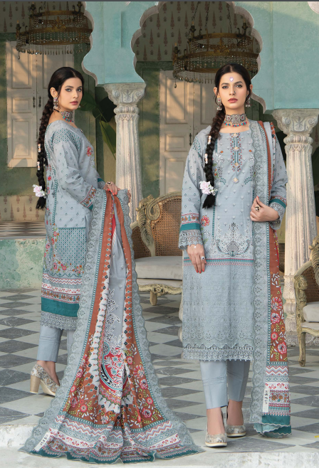 Mashal By Riaz Arts Lawn Embroidered Suit 10