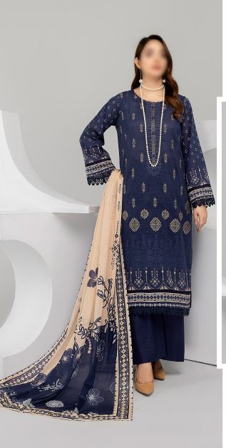 Jasmine Vol-08 By Fantak Lawn Embroidered Suit 10 Blue