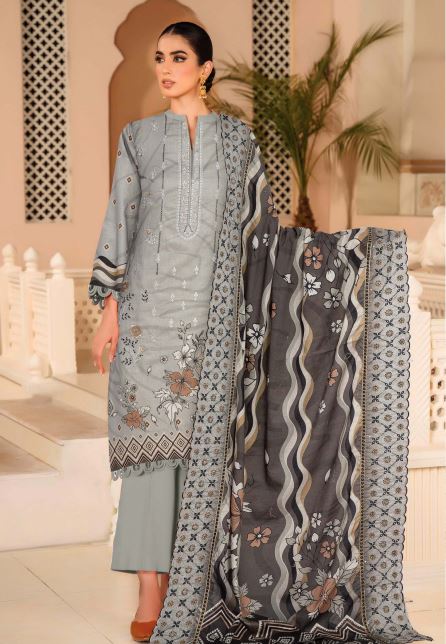 Rukhsar By Aadarsh Lawn Embroidered Suit AD-1111 L-Gray