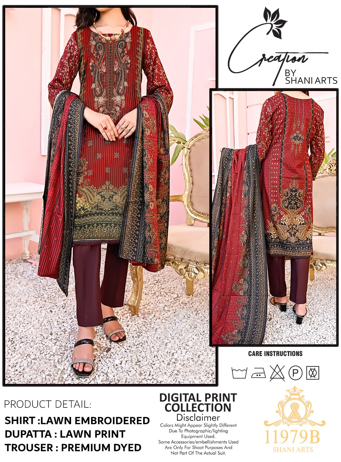 Creation By Shani Arts Lawn Embroidered Suit 11979-B Multi