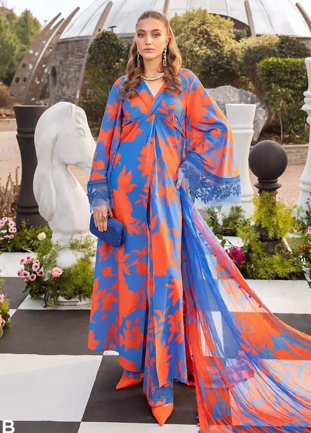 MPrints by Maria B Embroidered Lawn Suits Unstitched 3 Piece MB24P 11B