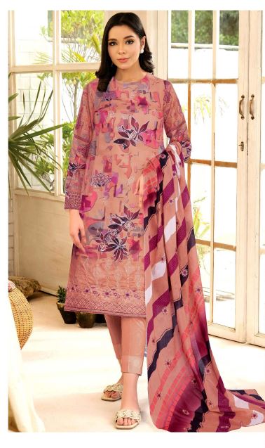 Dilkash By Aadarsh Lawn Embroidered Suit AD-1211 T-Pink