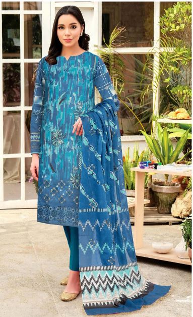 Dilkash By Aadarsh Lawn Embroidered Suit AD-1213 Blue