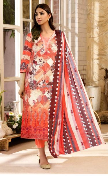 Dilkash By Aadarsh Lawn Embroidered Suit AD-1217 Rust