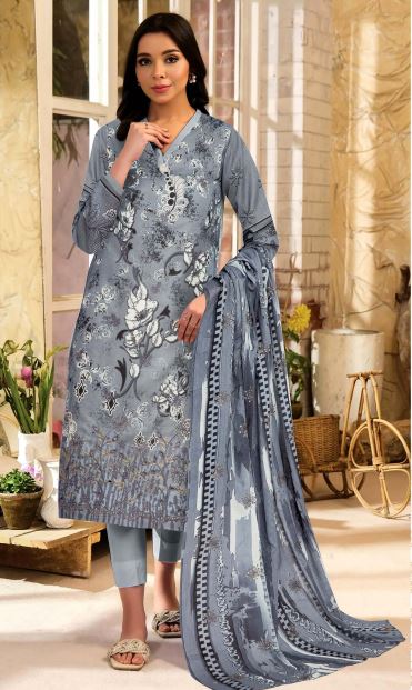 Dilkash By Aadarsh Lawn Embroidered Suit AD-1218 D-Gray