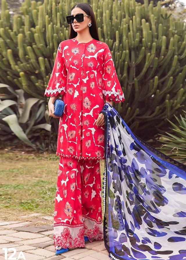 MPrints by Maria B Embroidered Lawn Suits Unstitched 3 Piece MB24P 12A