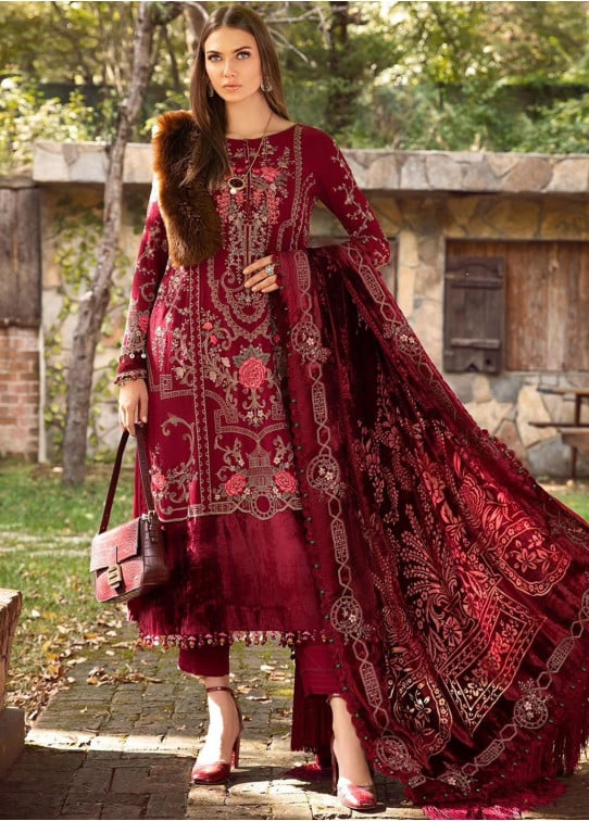Maria B Embroidered Linen Suits Unstitched 3 Piece D-12