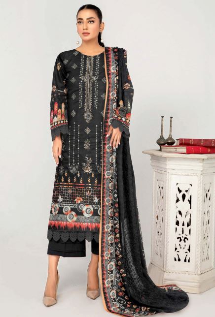 Rung Reza By Aadarsh Lawn Embroidered Suit AD-1401 Black