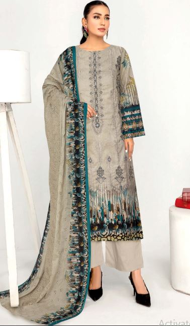 Rung Reza By Aadarsh Lawn Embroidered Suit AD-1402 Beige
