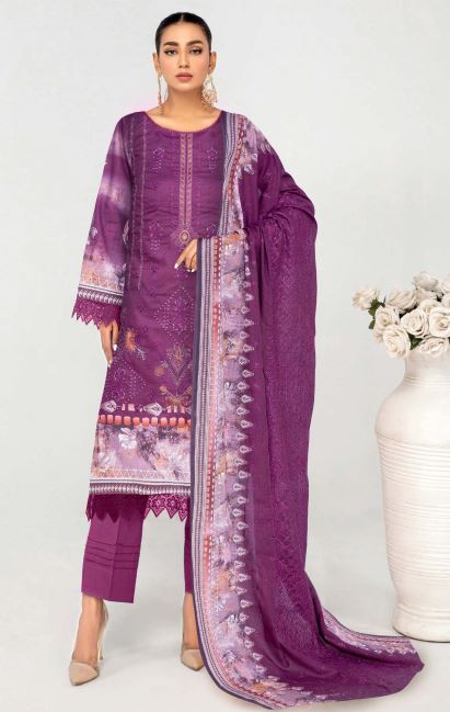 Rung Reza By Aadarsh Lawn Embroidered Suit AD-1403 Purple