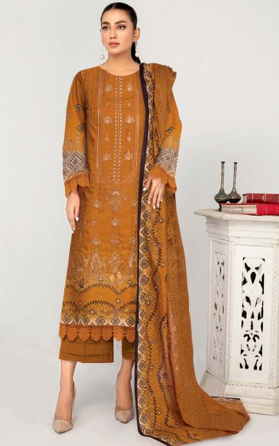 Rung Reza By Aadarsh Lawn Embroidered Suit AD-1404 Rust