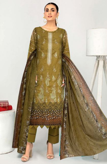 Rung Reza By Aadarsh Lawn Embroidered Suit AD-1410 Mehndi