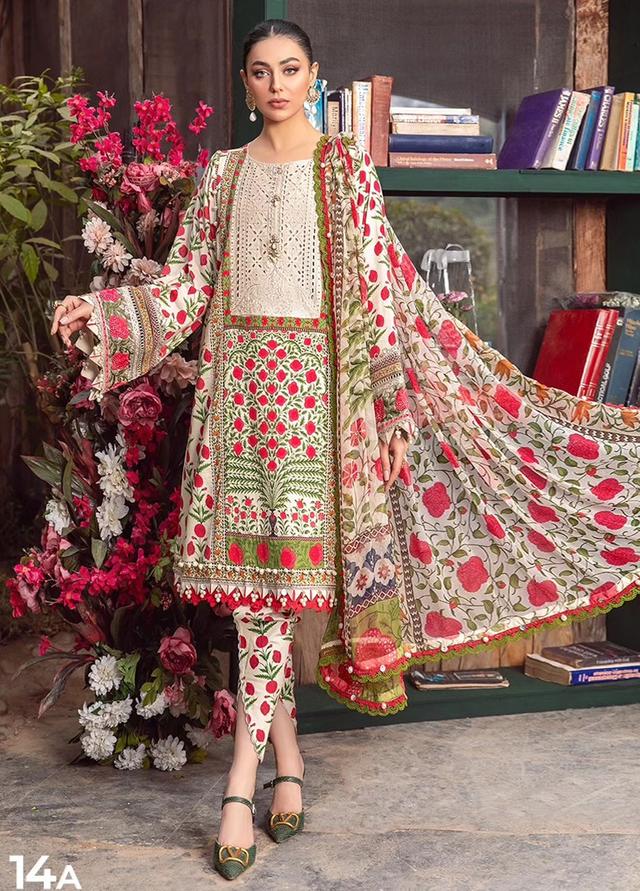 MPrints by Maria B Embroidered Lawn Suits Unstitched 3 Piece MB24P 14A