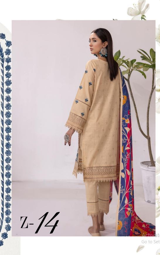 زیب النساء By Khubsoorat Embroidered Khaddar Unstitched 3pc suits Z-14