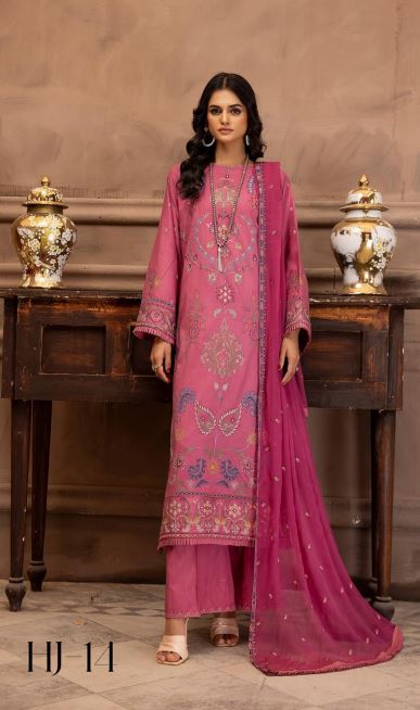 Husn E Jahan By Khoobsurat Lawn Embroidered Suit HJ-14 D-Pink