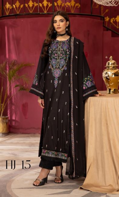 Husn E Jahan By Khoobsurat Lawn Embroidered Suit HJ-15 Black