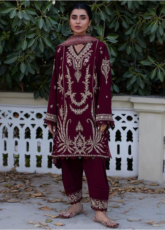 Zaha By Khadijah Shah Embroidered Suits Unstitched 3 Piece ZW23-15 SERRA