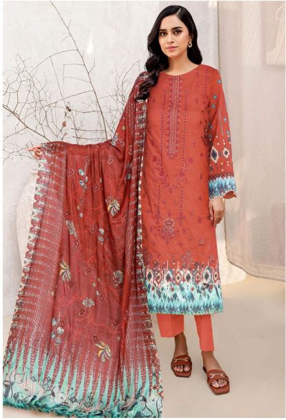 Kaavish By Aadarsh Lawn Embroidered Suit AD-1617 Rust