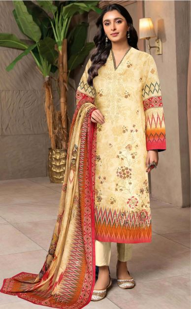 Kaavish By Aadarsh Lawn Embroidered Suit AD-1618 Cream
