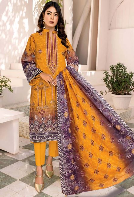 Rangoli By Aadarsh Lawn Embroidered Suit AD-1814 Mustard