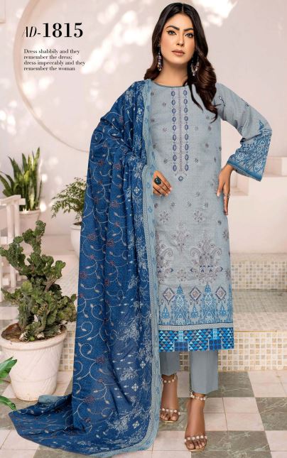 Rangoli By Aadarsh Lawn Embroidered Suit AD-1815 Gray