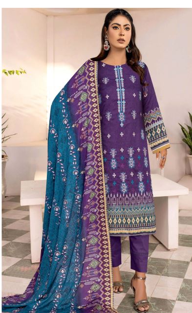 Rangoli By Aadarsh Lawn Embroidered Suit AD-1817 Purple