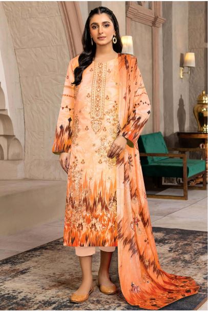 Kaavish By Aadarsh Lawn Embroidered Suit AD-1620 Peach
