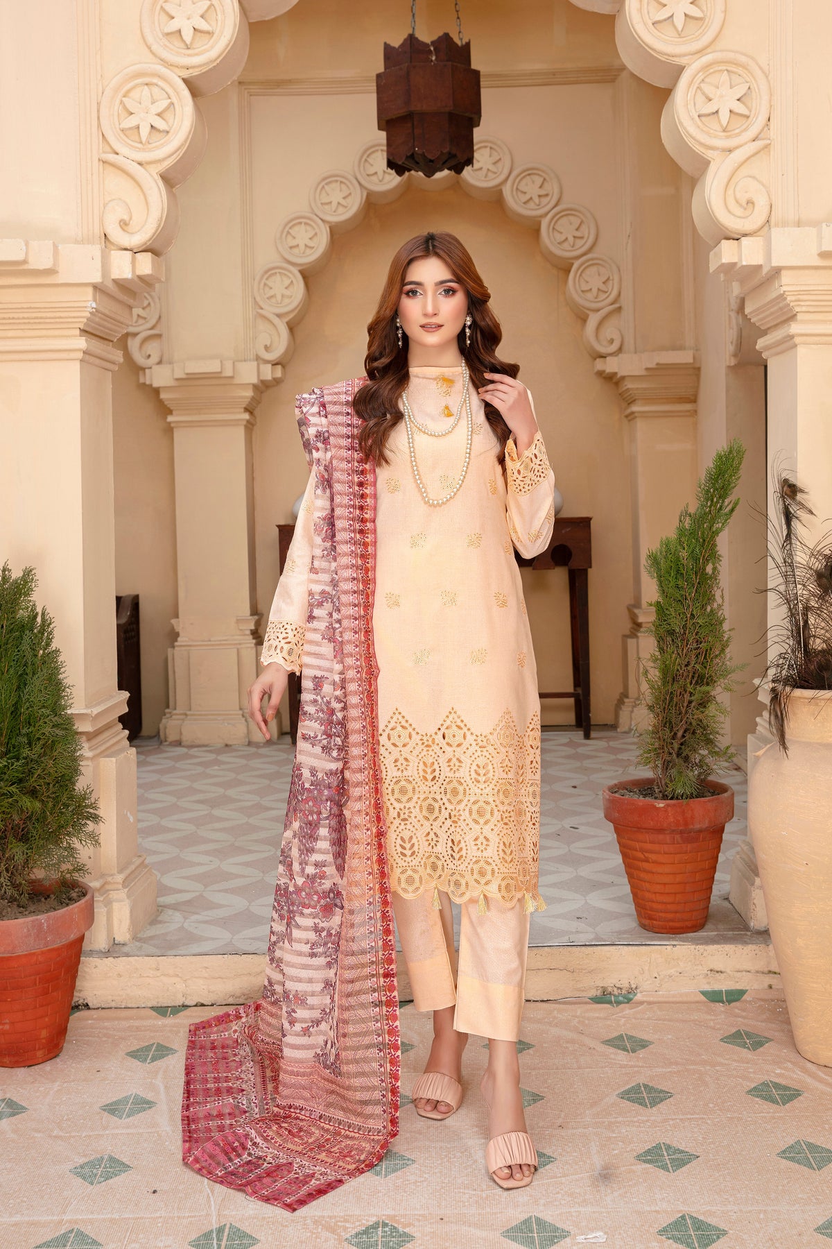 Mah E Rooh Lawn Embroidered Suit NJ-6306 Peach