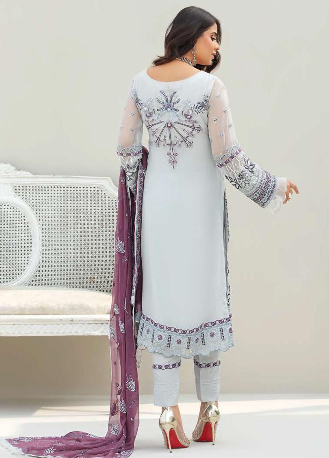 Jasper Suiting Embroidered Chiffon Suits Unstitched 3 Piece JS23CC D-01 Silver Chic