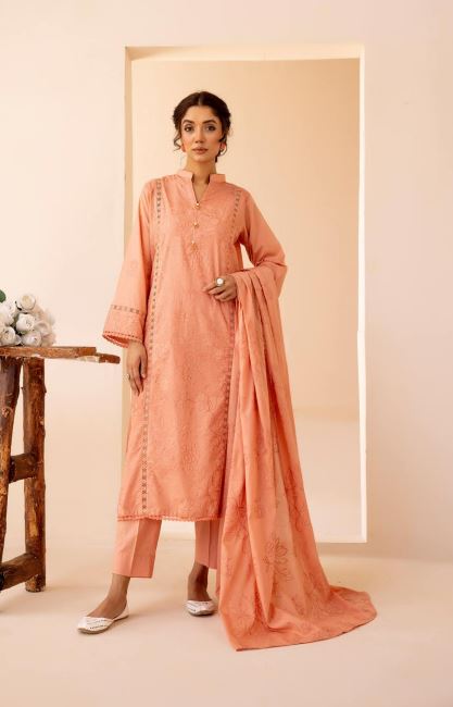 Mehak By Khoobsurat Lawn Embroidered Suit MK-204 T-Pink