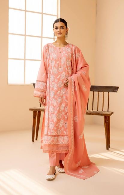 Mehak By Khoobsurat Lawn Embroidered Suit MK-206 Pink