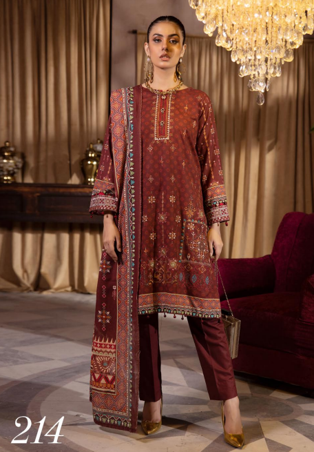Aleena By Shaista Khaddar Embroidered Unstitched 3pc Suit D-214