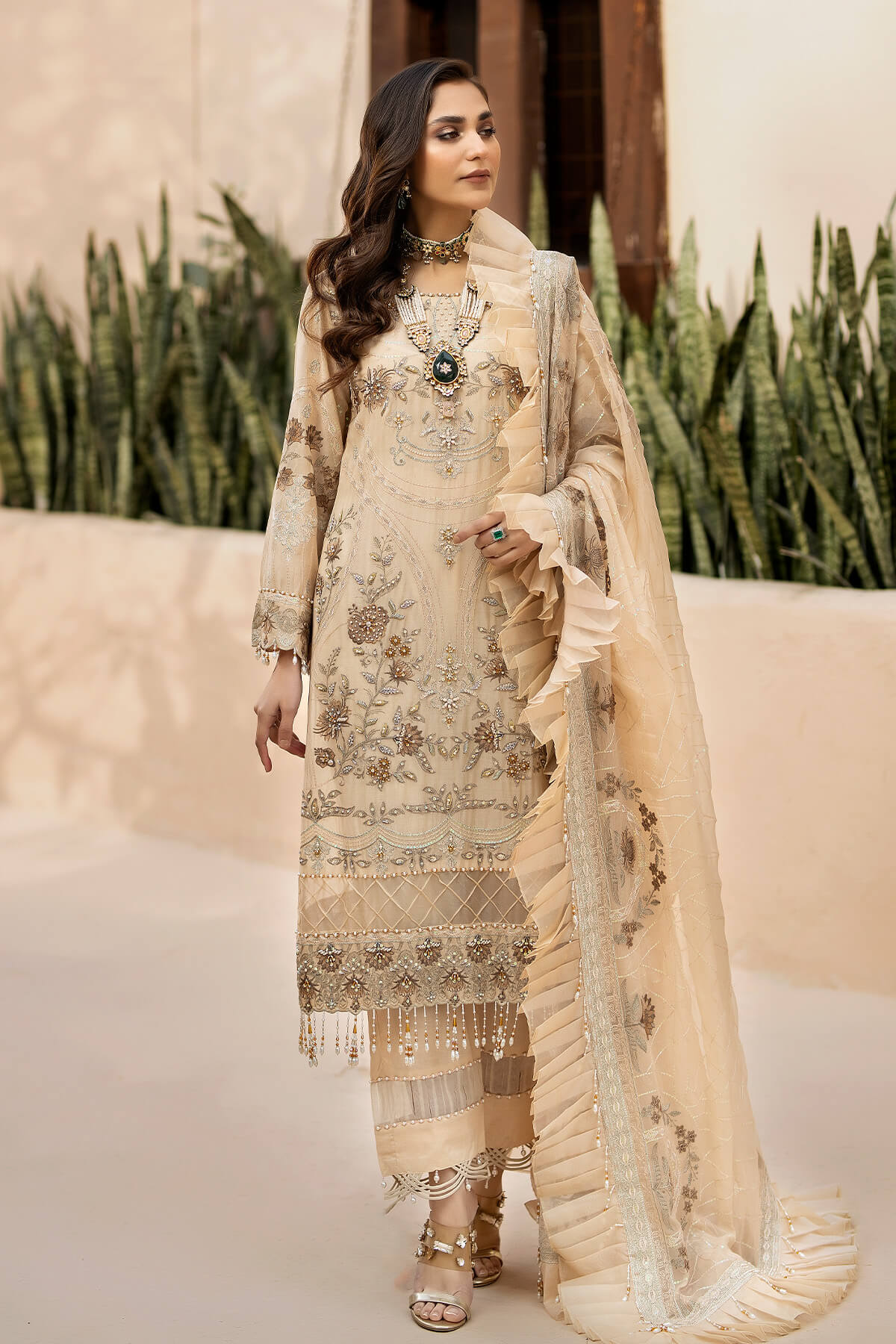 Kimora By Noor e Fajar Swiss Lawn Embroidered Suit HS-28 Peach