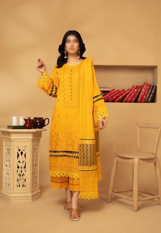 Chloe By Fantak Lawn Embroidered Suit 02 Mustard