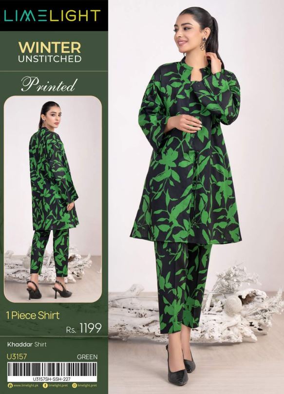 Limelight Winter Unstitched Printed Shirt 3157 Green