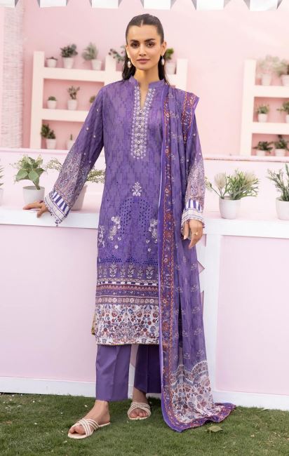 Husn E Jahan By Shaista Lawn Embroidered Suit 539 Plum