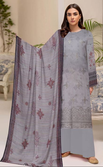 Excellent By Mirha Naz Lawn Embroidered Suit 03 Gray