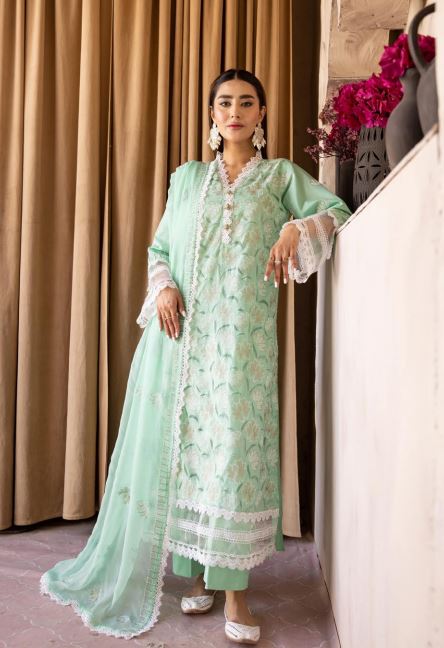Nafasat By Khoobsurat Lawn Embroidered Suit KN-401 C-Green