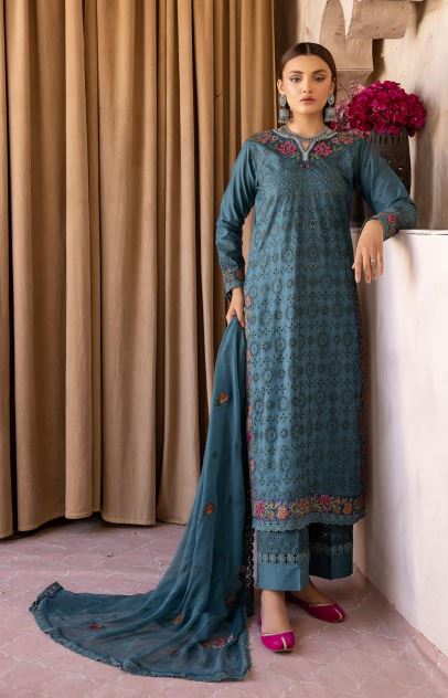 Nafasat By Khoobsurat Lawn Embroidered Suit KN-406 Zink