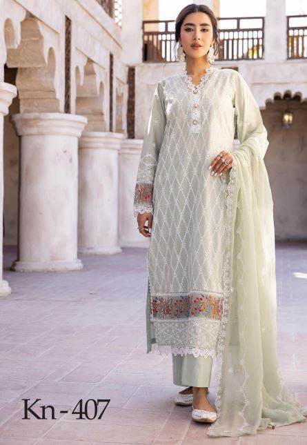 Nafasat By Khoobsurat Lawn Embroidered Suit KN-407 L-Pista