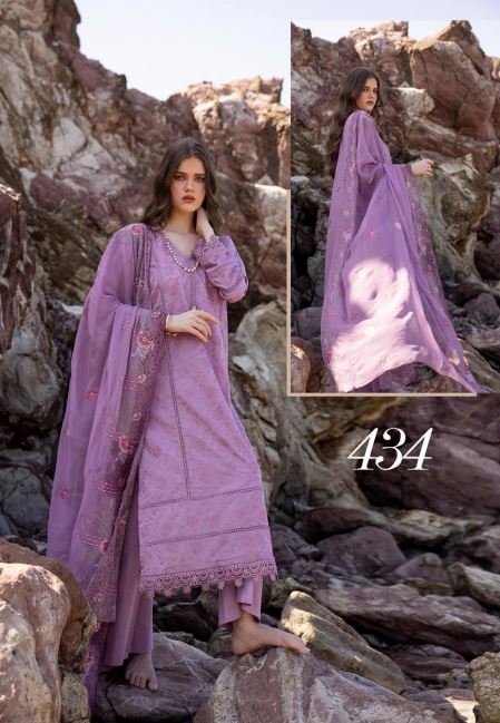 Shaista Lawn Embroidered Suit 434 Purple