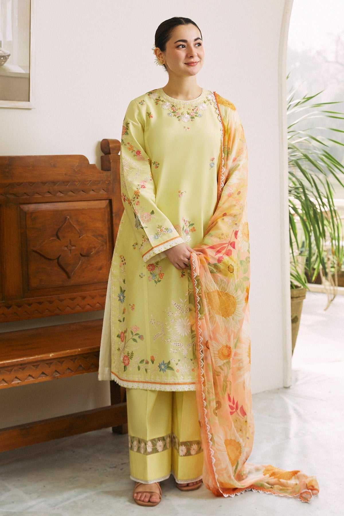 Coco By Zara Shahjahan Lawn Embroidered Suit 04B Yellow