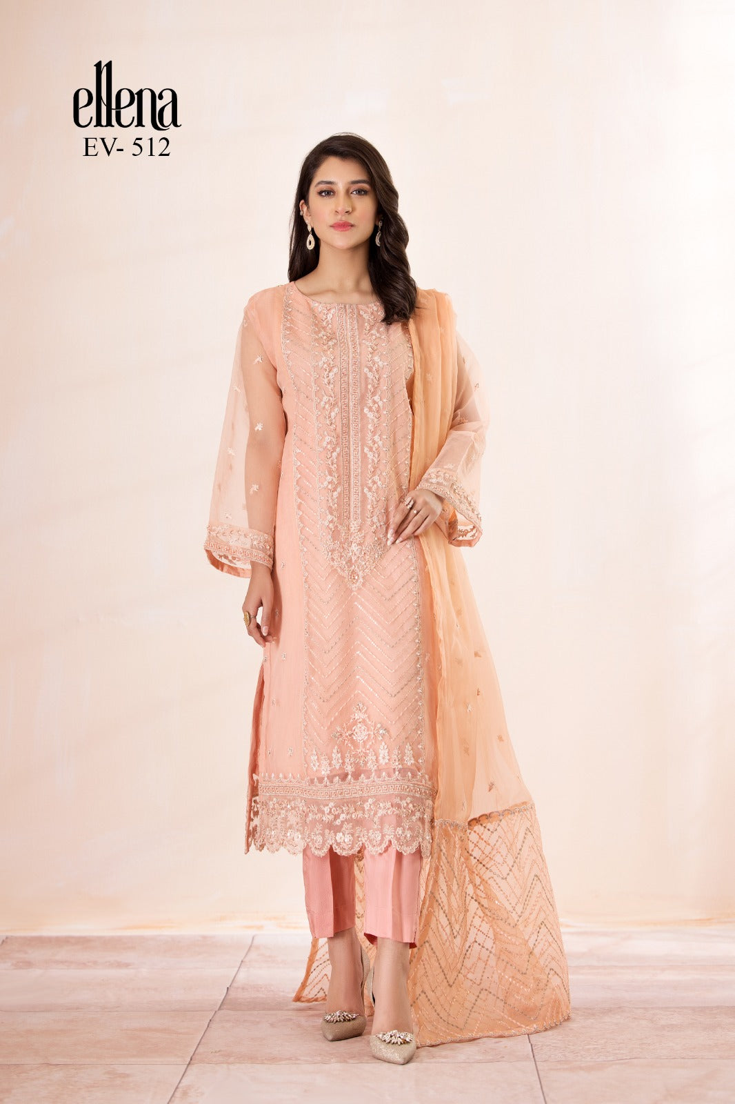 Elena 3-PC Stitched Embroidered Suit EV-512