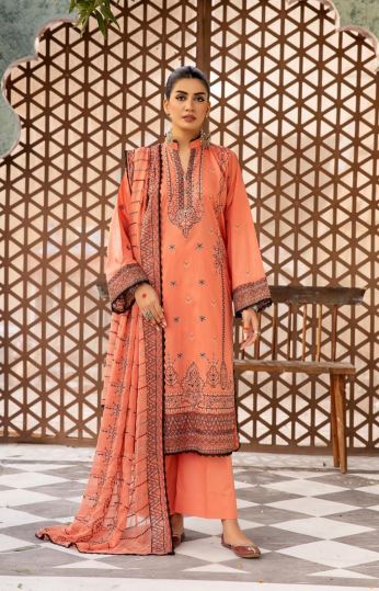 Shaista Lawn Embroidered Suit 521 Carrot