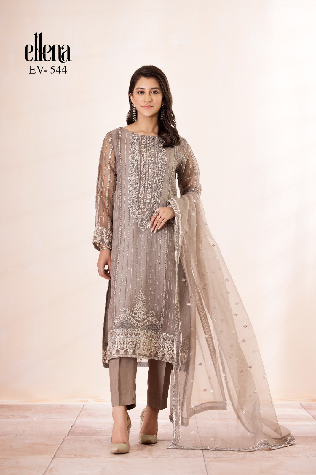 Elena 3-PC Stitched Embroidered Suit EV-544