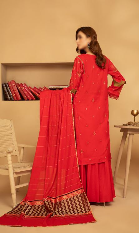 Chloe By Fantak Lawn Embroidered Suit 05 Red