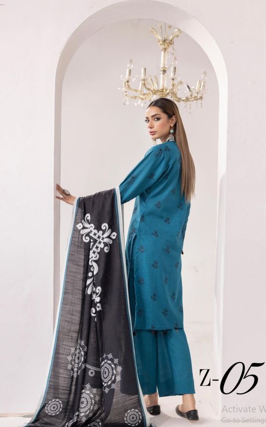 زیب النساء By Khubsoorat Embroidered Khaddar Unstitched 3pc suits Z-05