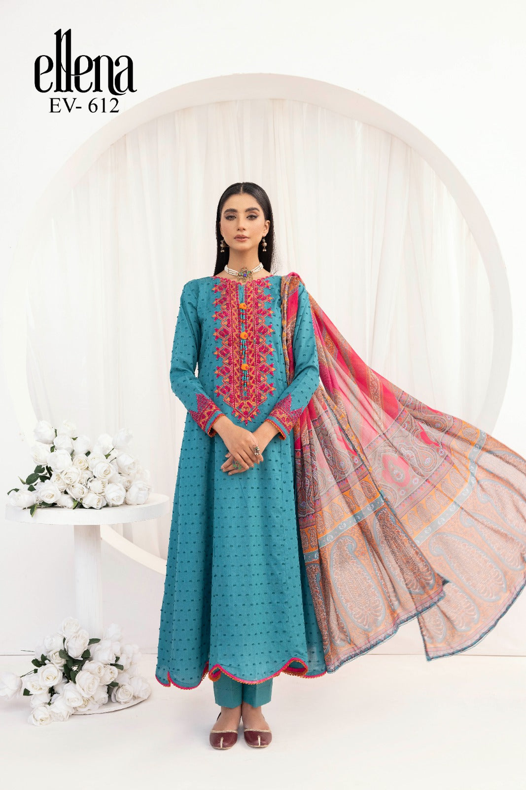 Elena 3-PC Stitched Embroidered Suit ELV-612