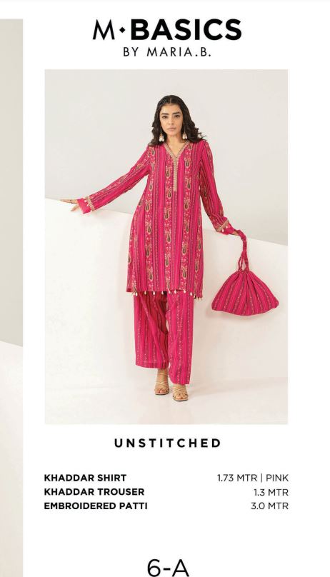 M Basics By Maria B Embroidered Khaddar Suits Unstitched 2 Piece 6A