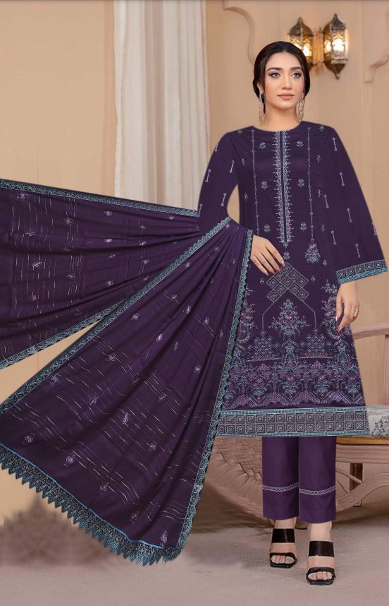 Emilia By Fine Arts Lawn Embroidered Suit D-06 Marjanda